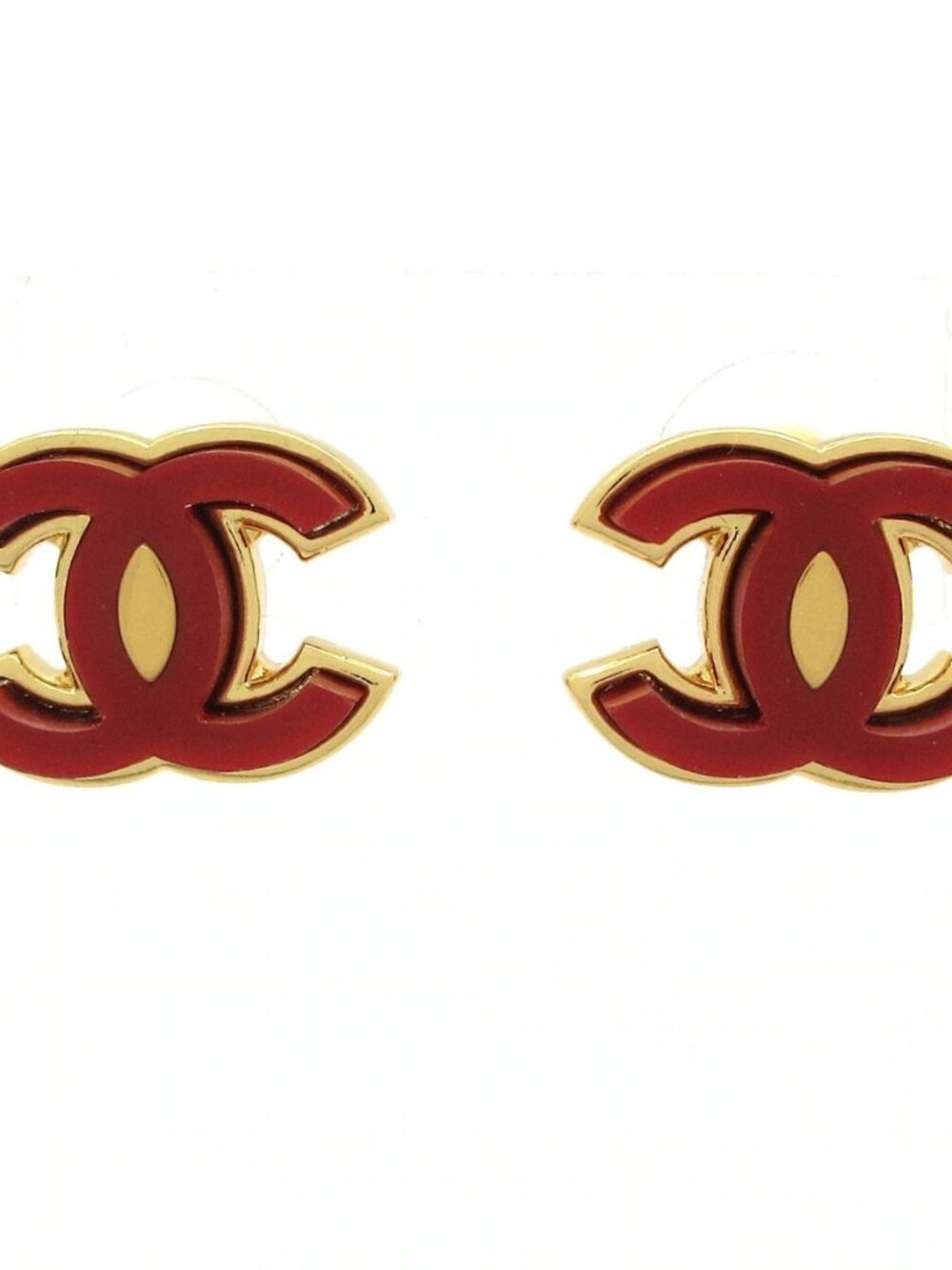 CHANEL Coco Bordeaux Gold Resin Hardware Earrings
